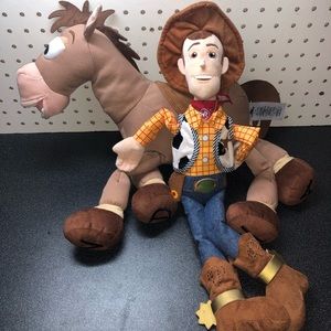 Lot Of 2 - Toy Story Bullseye + Woody Plush 16” - Disney Store Genuine